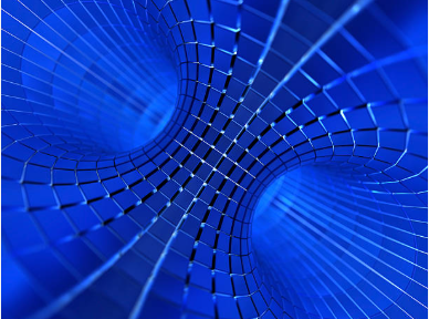 Blue toroidal fusion-reactor interior visualisation