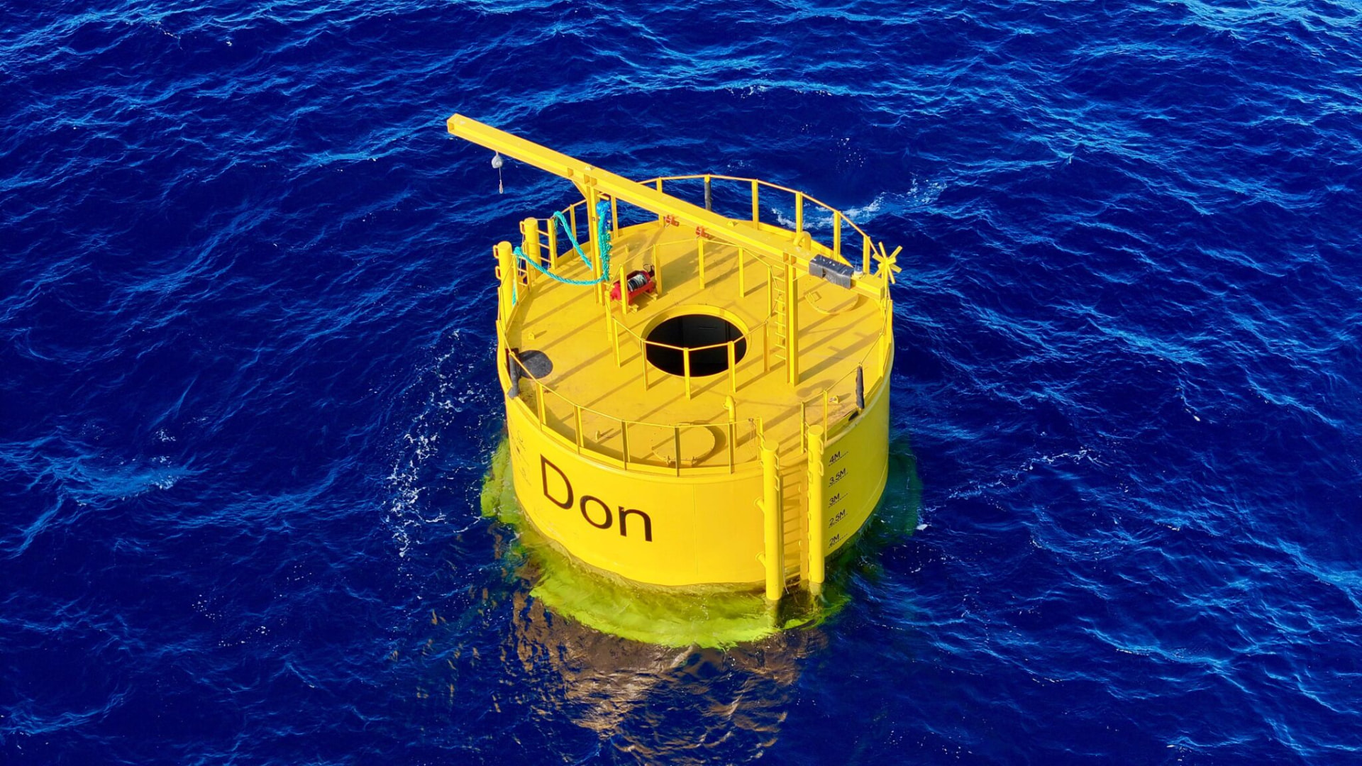 Global OTEC's yellow Don offshore platform at sea